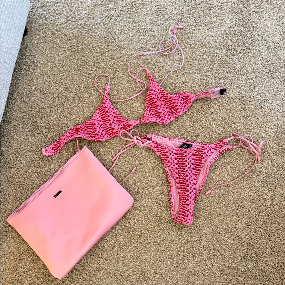 Triangl Swimwear Pink Crochet Bikini